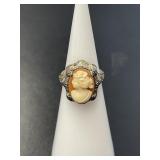 14 KT WG Vintage Cameo Ring