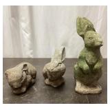 Set of Three Concrete Rabbits