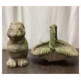 Concrete Garden Basket and Rabbit