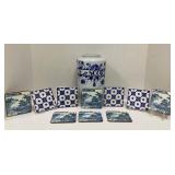 Nine Pieces of Vintage Blue and White