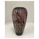 Acid Purple Etched Cut Vase Cameo Glass