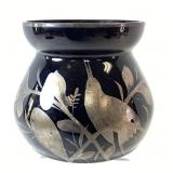 Black and Silver Overlay Art Deco Czech Vase