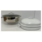 Stainless Casserole and Enamel Roaster