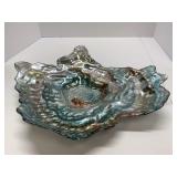 Handmade Icy Blue Freeform Art Glass Bowl