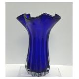 Beautiful MCM Cobalt Blue Ruffled Vase