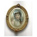 Vintage Framed Portrait of Young Girl