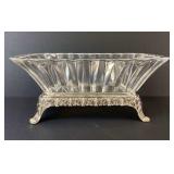 Indiana Glass Prism Dish on Rogers Silver Plate