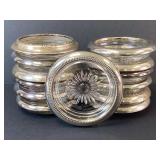 Thirteen Silver Plate and Crystal Coasters