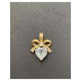 14 KT Aquamarine and Diamond Pendant