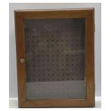 Wooden Display Box with Peg Board and Hooks