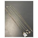 Three Sterling Chains with Charms and Pendants