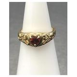 14 KT Garnet Heart Ring