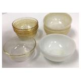 Four Pyrex Bowls and Three Fire King Bowls