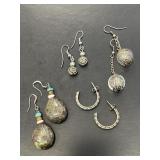 Four Pairs Sterling Earrings