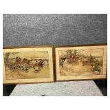 Pair of Aantique Watercolor Prints
