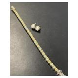 Sterling Fire Opal Bracelet and Earrings