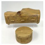 Handcrafted Amish Trinket Log and Salt Box