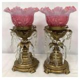 Pair of Fenton Art Glass Lamps