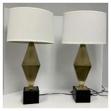 Vintage Geometric Sculptural Metal Lamps