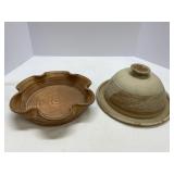 Signed Cheese Plate and Ruffled Bowl