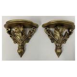 Pair of Gold Decorative Wall Shelves