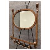Metal Frame Wall Mirror with Hooks