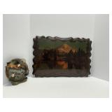 Vintage Wood Wall Hanging and Decorative Plate