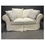 Klaussner Twill Slip Covered Loveseat