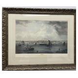 Framed Vintage Print of Boston Harbor