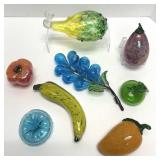 Eight Pieces Hand Blown Glass Fruits