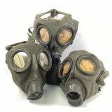 Three WWII Gas Masks