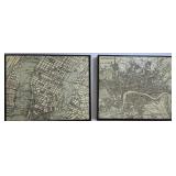 Pair Framed Graphic City Maps