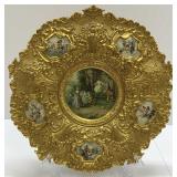 Gilt Metal and Porcelain Rococo Style Wall Plaque