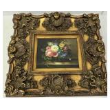 Heavy Ornate Framed Decorative Floral Painting