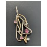14 KT Diamond and Pink Sapphire Pendant