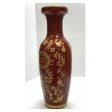 Tall Red Vase Gold Decoration