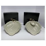 Two ToYo Porcelain Gold Leaf Shaped Dishes