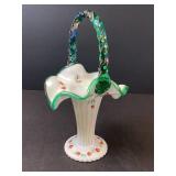 Fenton Milk Glass Trumpet Basket
