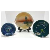 Three Hand-Painted Asian Plates