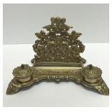 Antique Brass Cherub Inkwell and Letter Holder