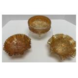 Three Piece Set of Imperial Glass Open Rose
