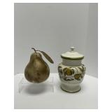 Decorative Pear and Ceramic Canister