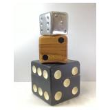 Three Wood and Metal Dice Containers