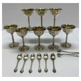 Eight Sterling Wine Stems, Spoons