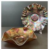 Set of Two Fenton Carnival Glass Bowls