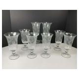 Eight Clear Etched Crystal Lily of the Valley