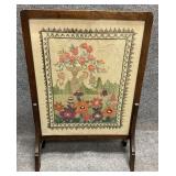 Vintage Embroidered Fire Screen