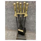 Brass and Iron Fireplace Set
