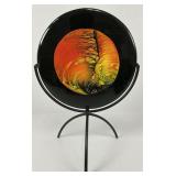 Acrylic Painting on Vinyl Record on Stand