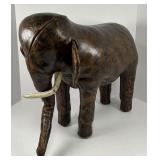 Vintage Leather Elephant Footstool